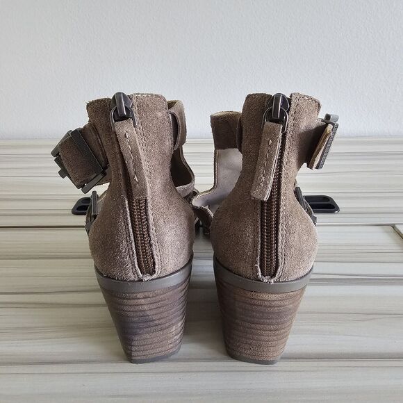 Nicole Jahida Tan Suede Leather Buckle Open Toe Sandals Size 7.5 - Picture 6 of 10